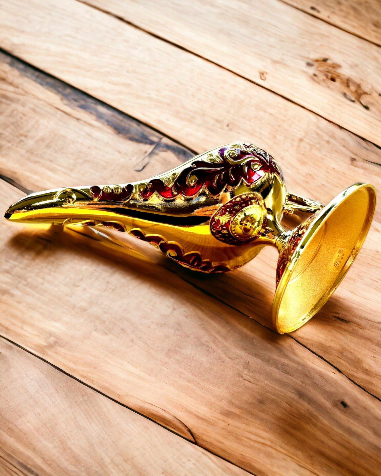 Magisk Aladdins Lampe med Gravering - Bordeaux Variant, flettet med guld