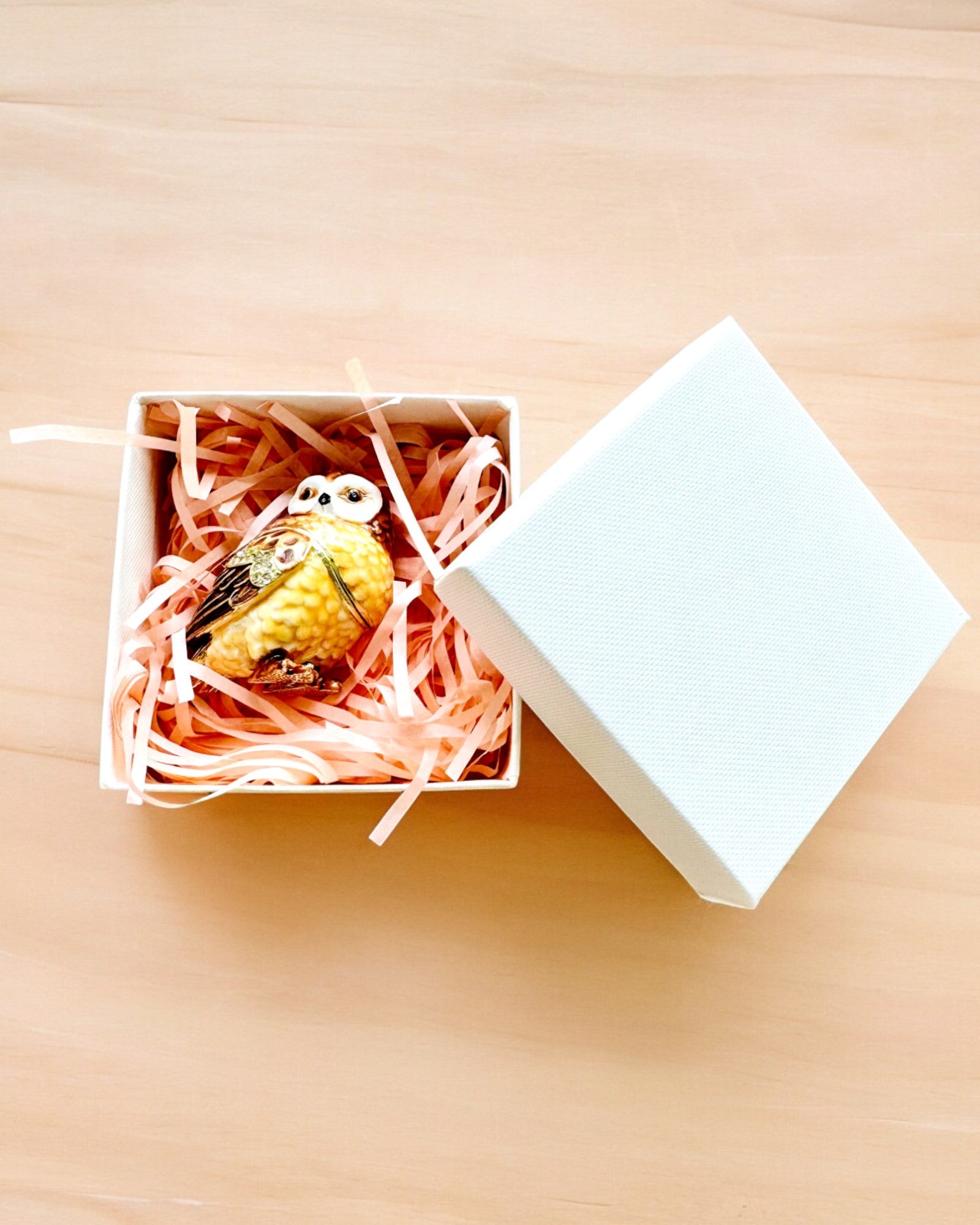 Charmerende Ugle med Krystaller - Smykkeskrin med mulighed for personlig gravering, gave