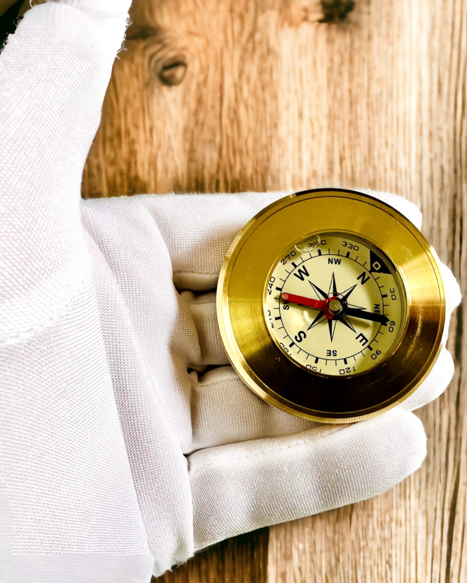 Navigationskompas med mulighed for gravering, Messing, Klassisk design – 5 cm