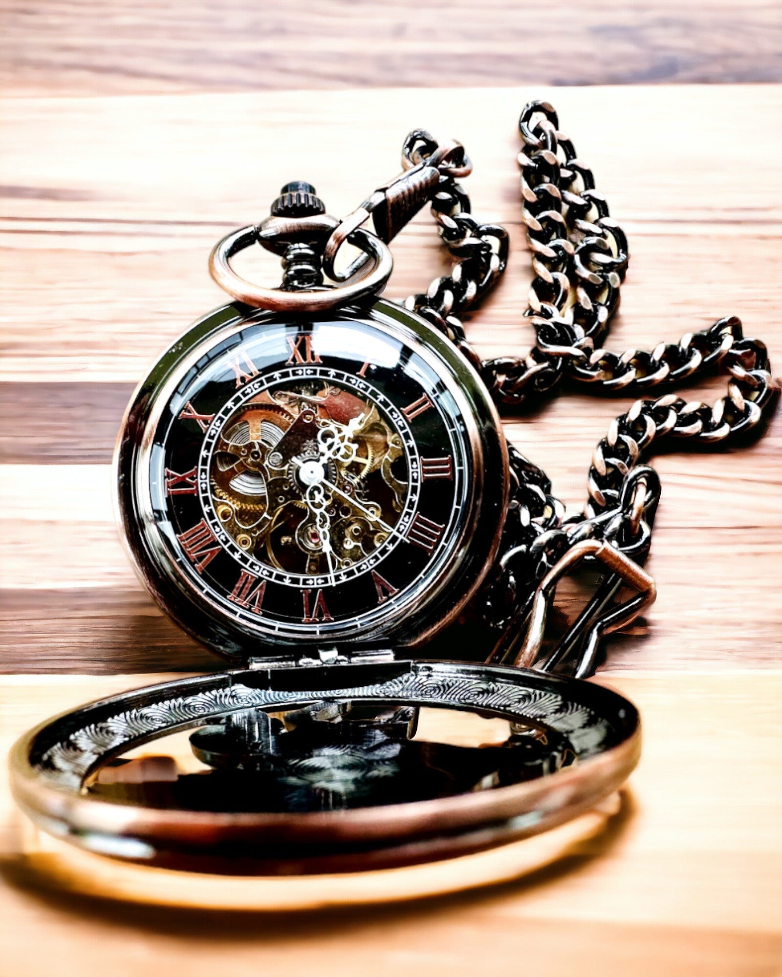 Lommeur "Equus Tempus" - Farve: Brun, Rosaguld med Hestemotiv, mulighed for personlig gravering