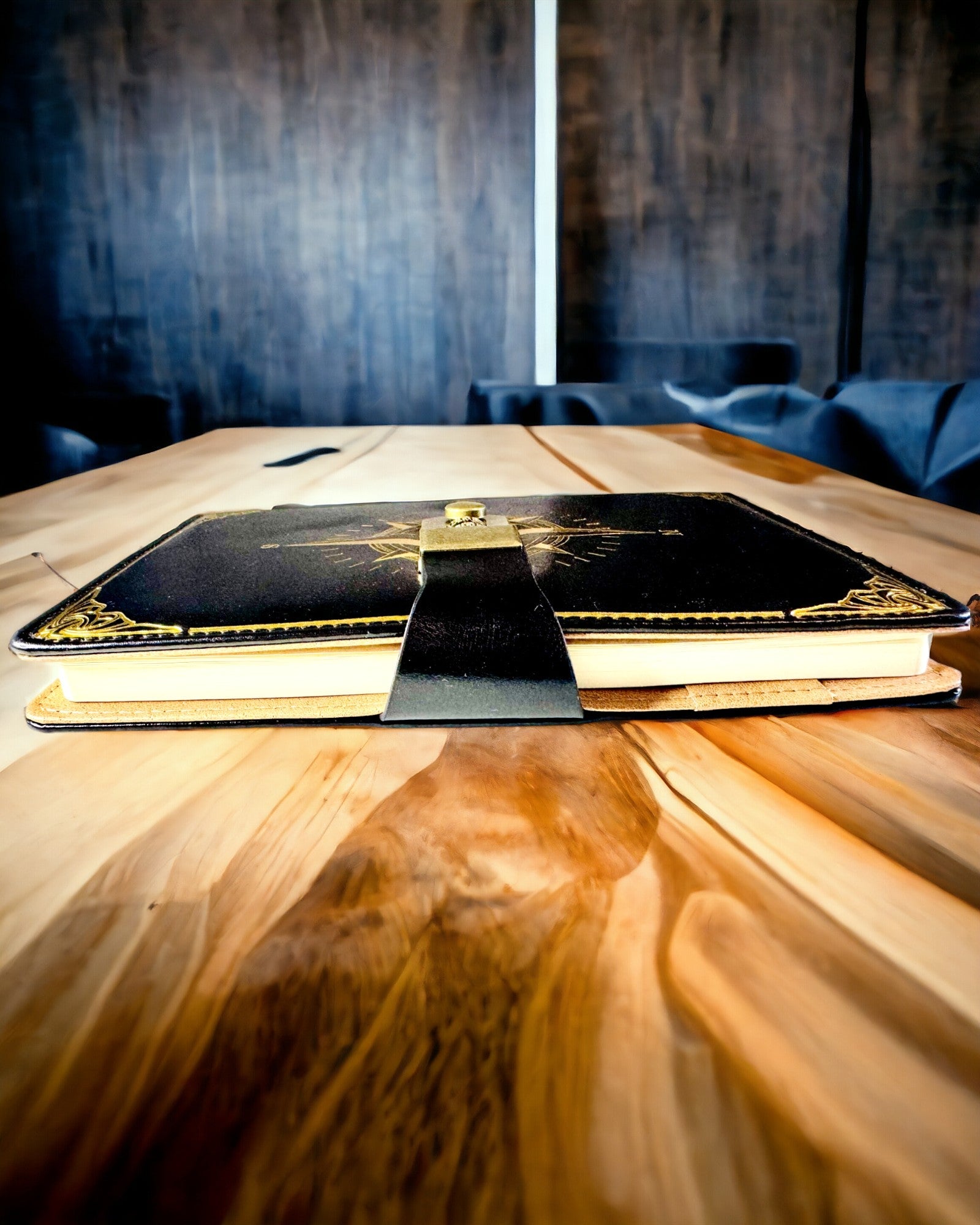 Notatbog Premium med Kodelås A5 - Vintage Stil med Kompas, Japansk Design, Papirvarer til Studerende og Erhverv. Personalisering med Gravering