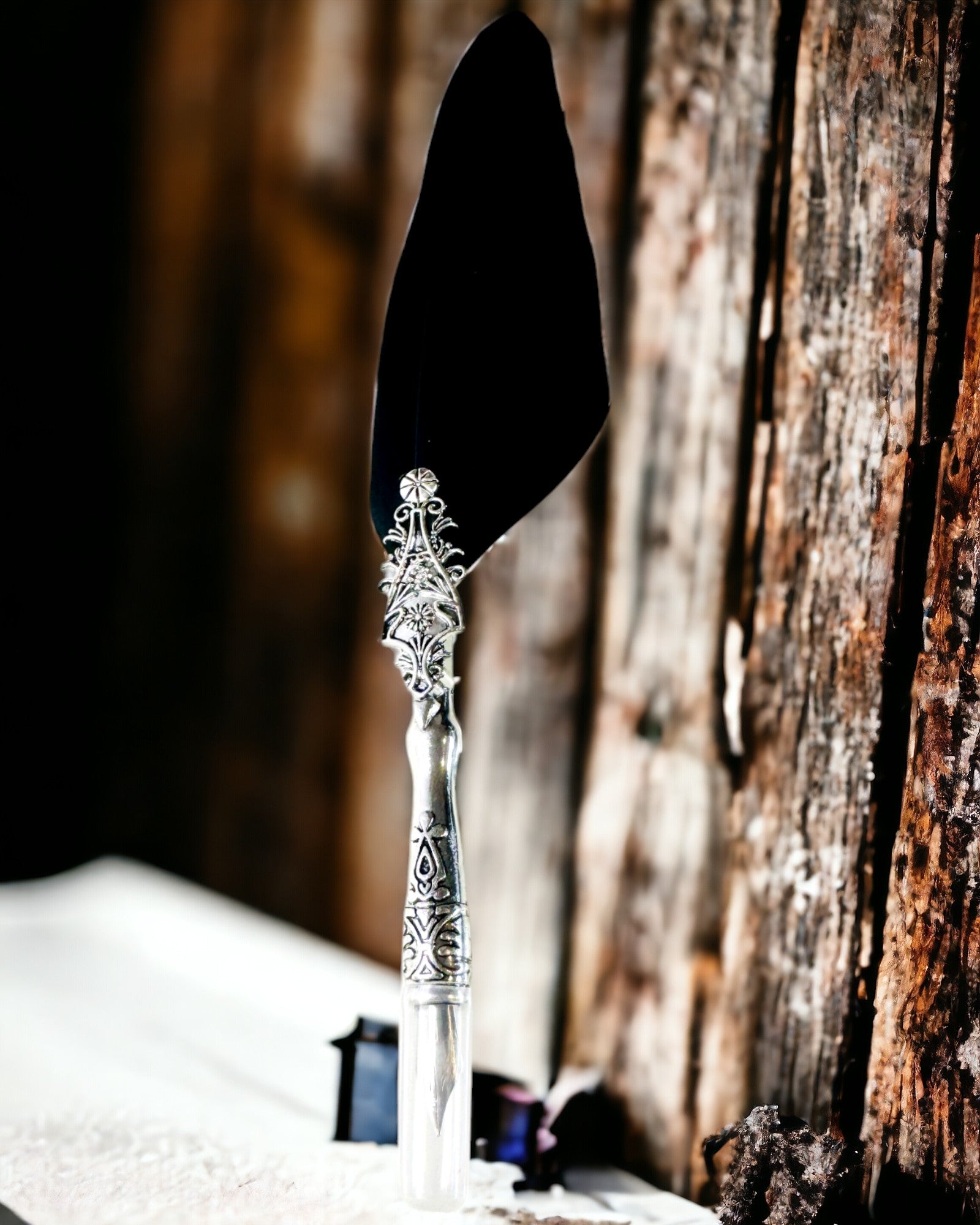 Vintage kalligrafipenne med naturlig gåsefjer – den ideelle gave til Mors Dag eller Lærerens Dag. Gravering