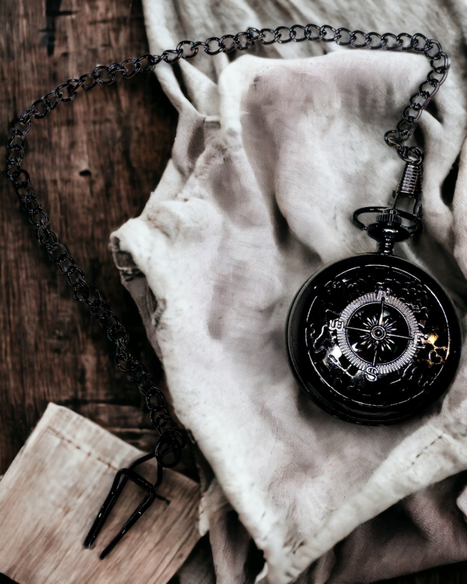 Lommeur-stil kompas "Navigator" - Mørk metal farve