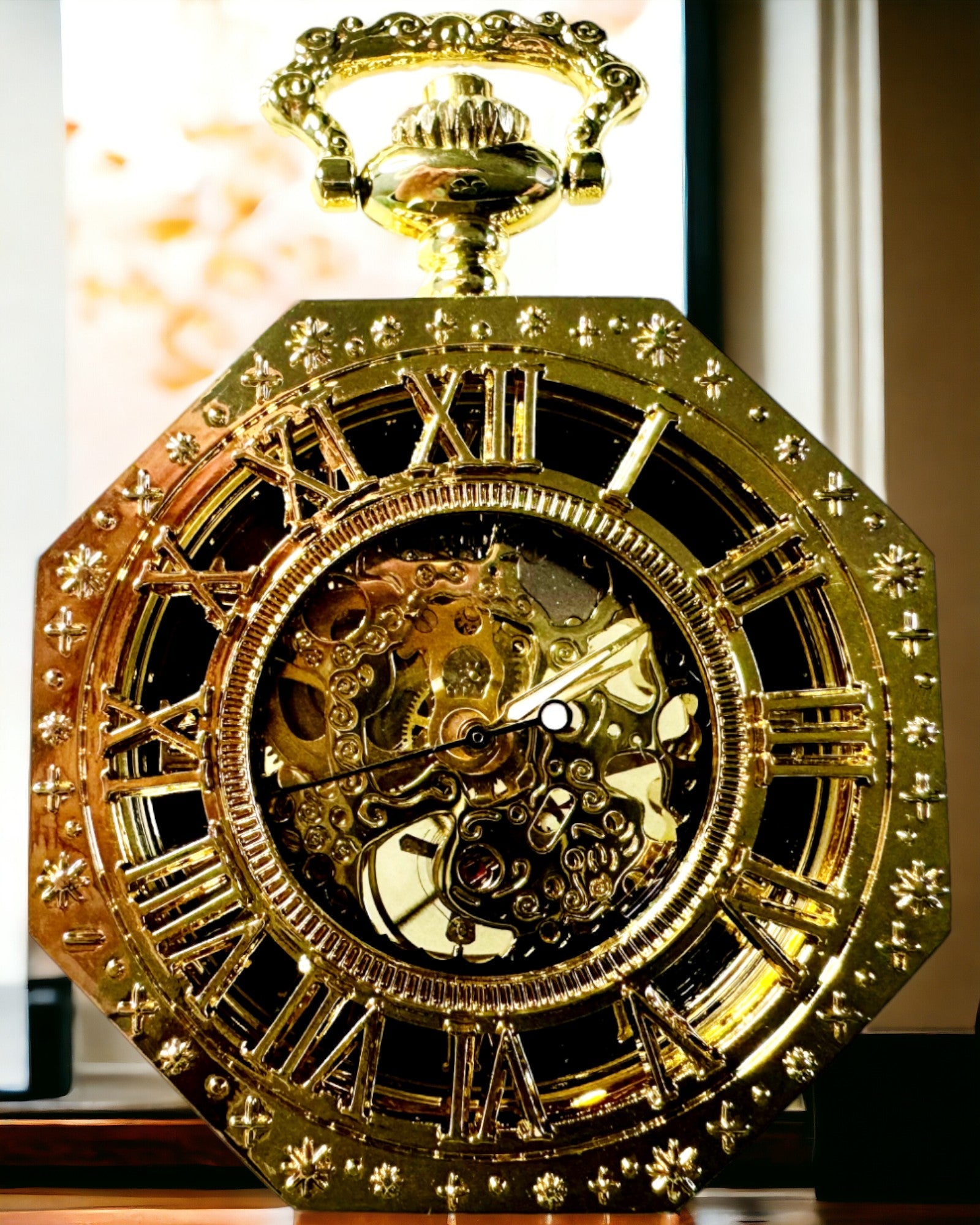 Eksklusivt Lommeur i Steampunk-stil med Synlig Mekanisme på Skiven - Klassisk Elegance