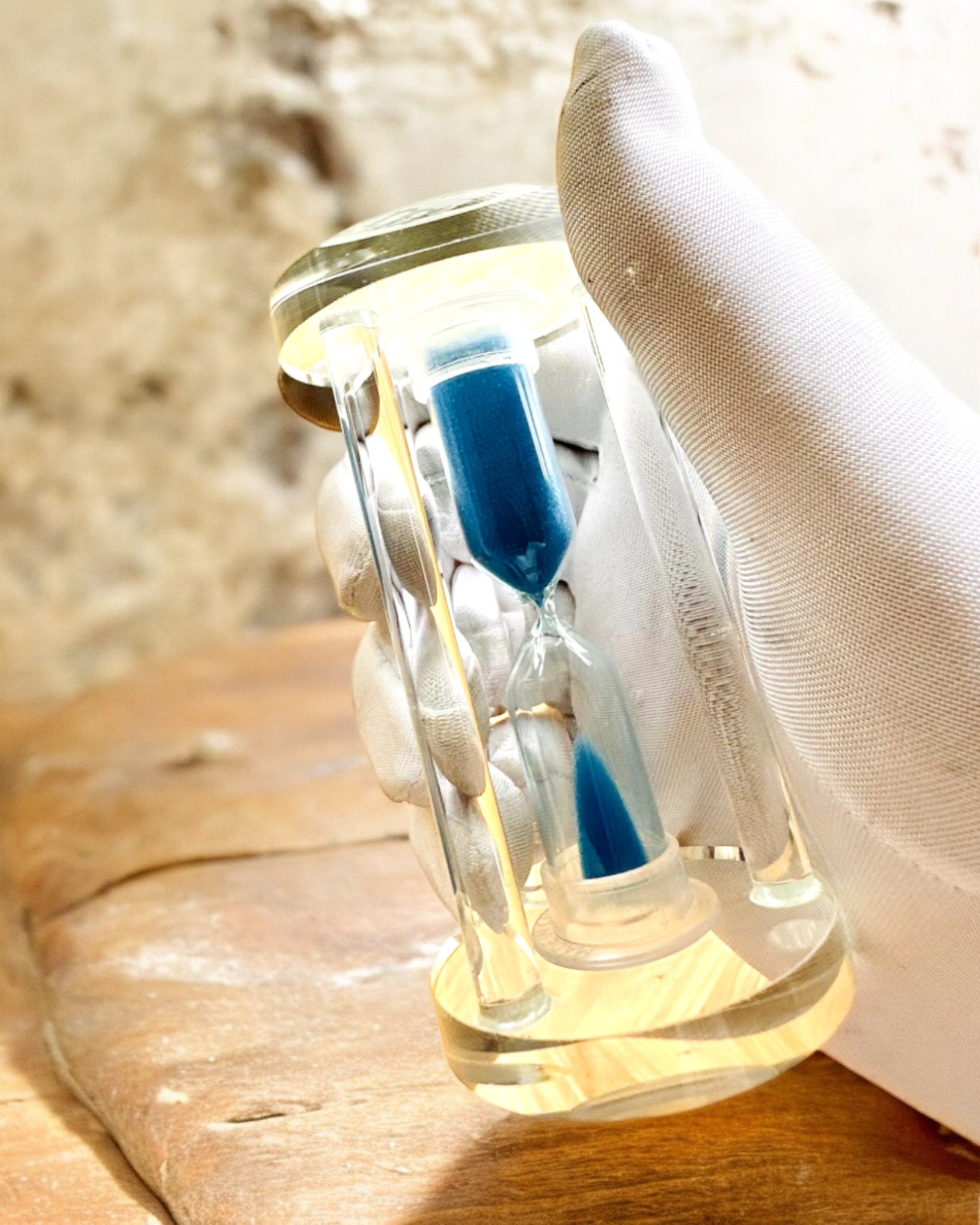 Klepsydra "Blue Elegance", 10 cm høj, måler 10 minutters tid