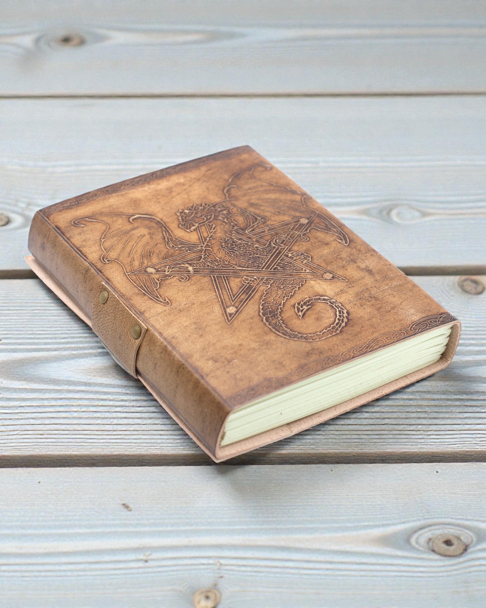 Lædernotesbog Drage Vogter af Legender – Håndpræget 20 × 15 cm