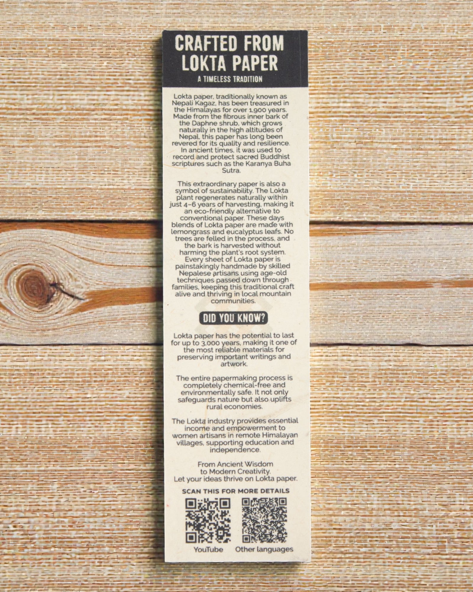 Lokta Farvehvisken Bomuld – håndlavet notesbog 15 × 12 cm, 45 ark, flerfarvet bomuld