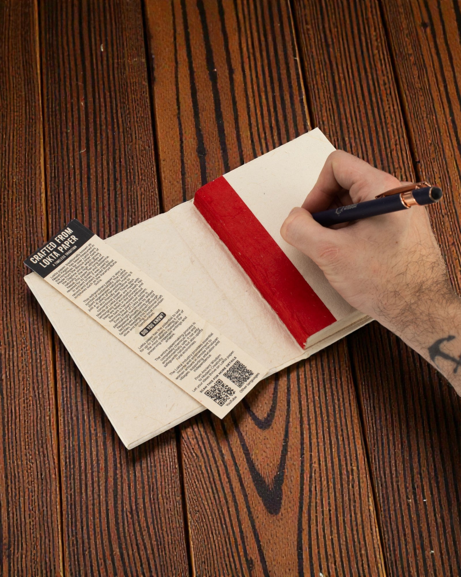 Farvekakler Harmoni – mellemstor Lokta-notesbog med mini-kakelmønster 15 × 12 cm, 45 ark