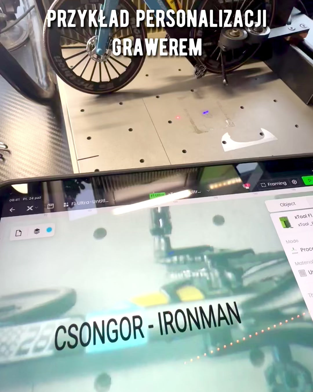 Miniaturemodel af triathloncykel "SpeedStorm 1.2" personalisering med gravering som gave