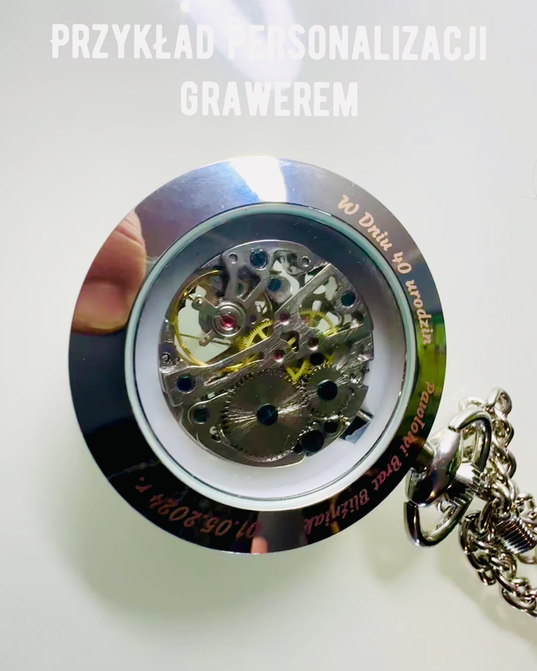 Sølv Eksklusivt Mekanisk Lommeur i Retro Stil, Vandtæt - Elegance til Enhver Lejlighed, med gravering