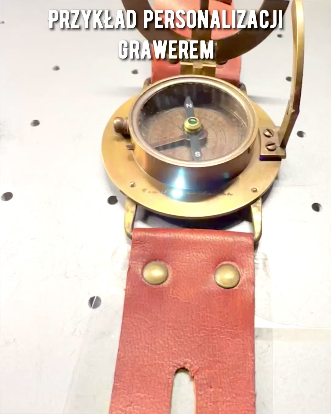 Solur "Antik Kompas", armbåndsur med kompas, mulighed for personlig gravering