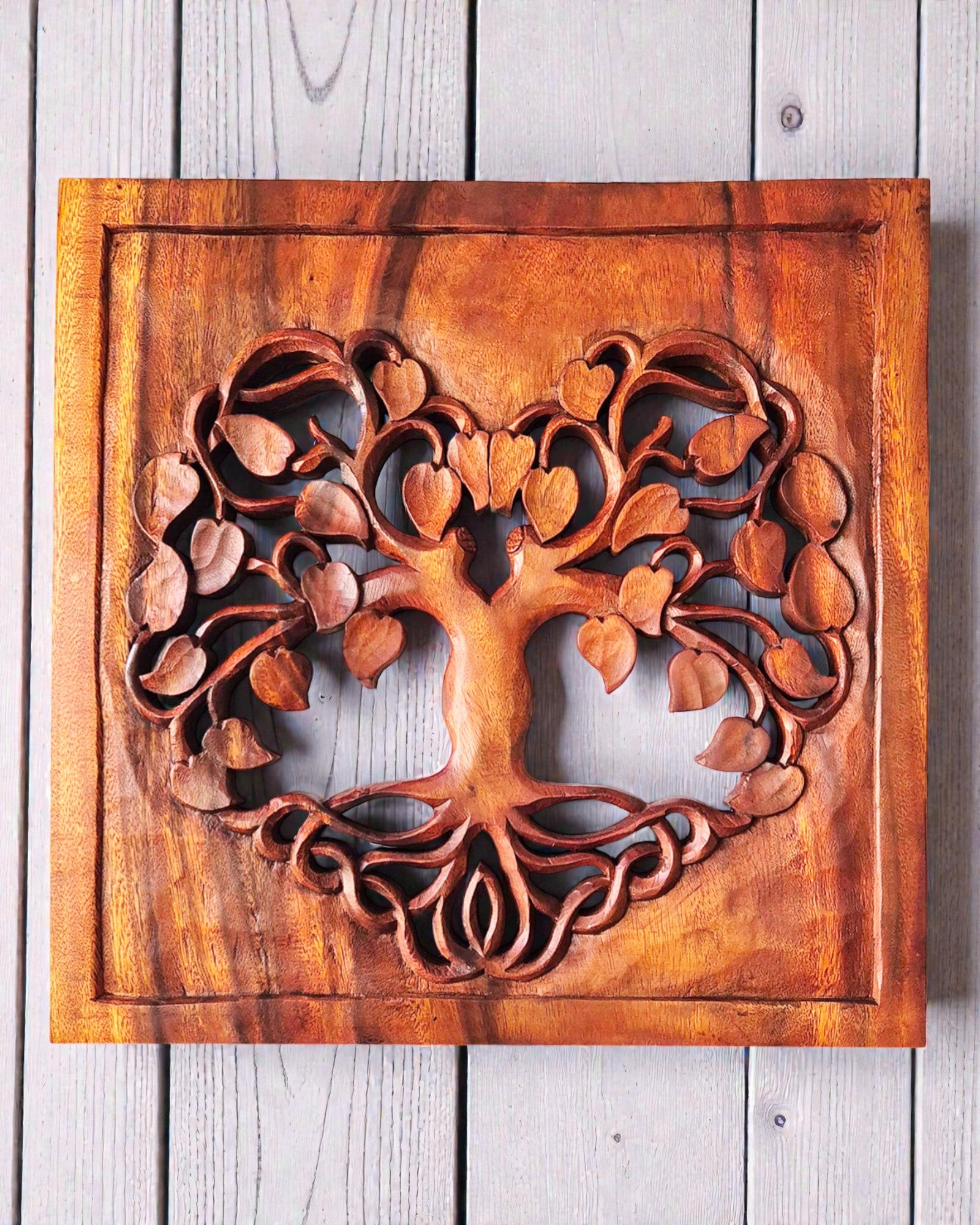 Kvadratisk Dekorativt Vægpanel – Livets Træ Hjerte 40x40 cm