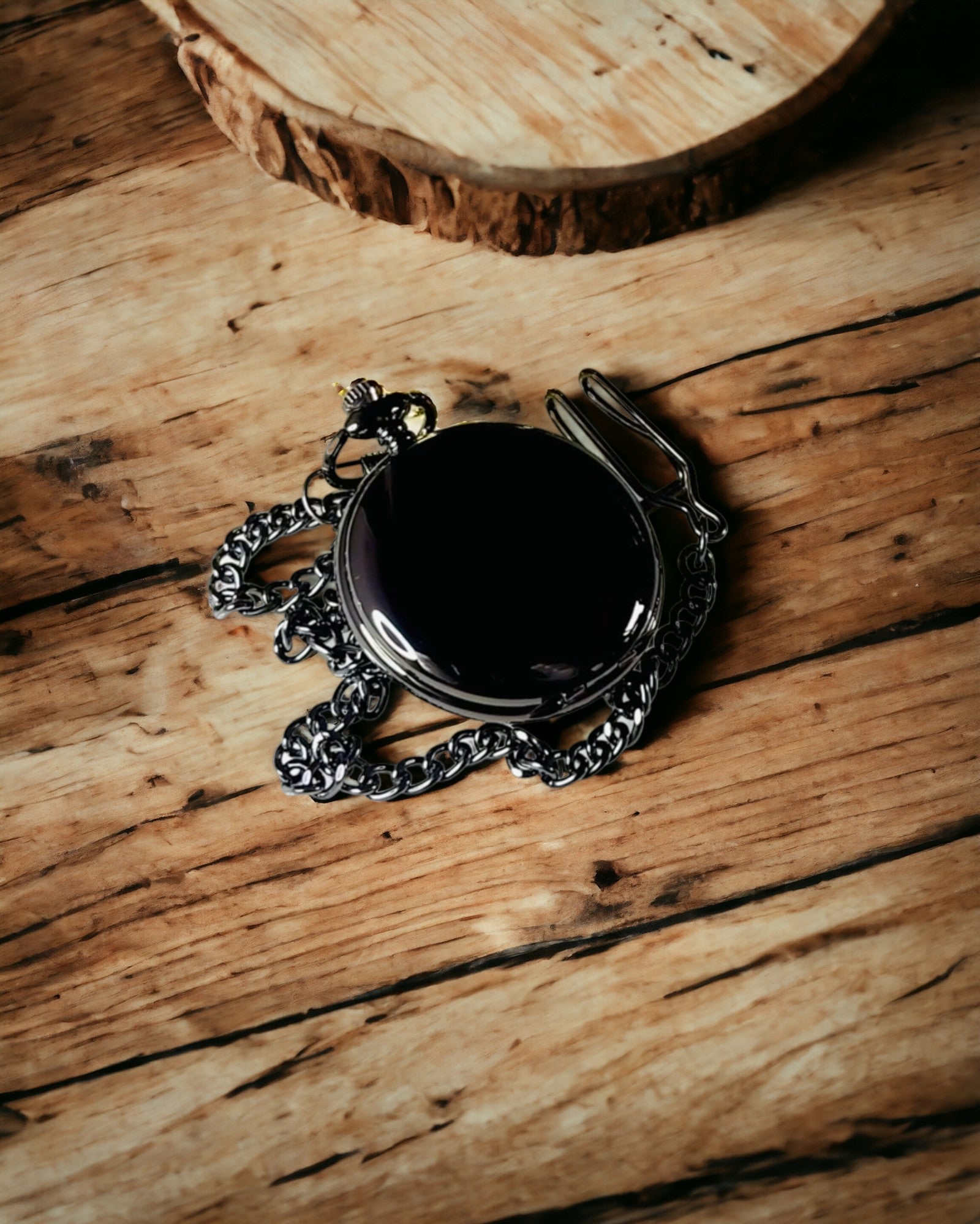 Klassisk Mekanisk Lommeur med Dobbelt Dæksel – Manuel, Sort, personalisering med gravering