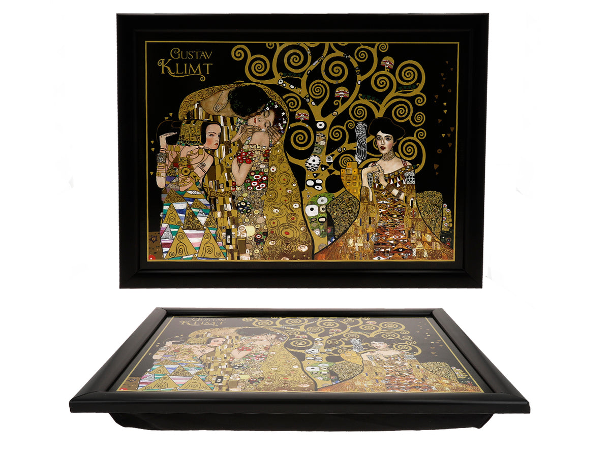 Laptopunderlag G. Klimt, Kolaż (CARMANI) med mulighed for personlig gravering, ideelt som gave, mål 30.5x40.5cm, stilfuldt og behageligt til arbejde på skødet