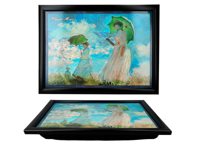 Laptopunderlag C. Monet, Kvinde med parasol, personliggjort med mulighed for gravering, elegant og kunstnerisk, 30.5x40.5cm, ideelt som gave