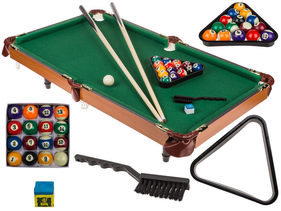 Mini-billard til hjemmet og underholdningsområdet med træbord 90 x 50 cm, mulighed for personlig gravering