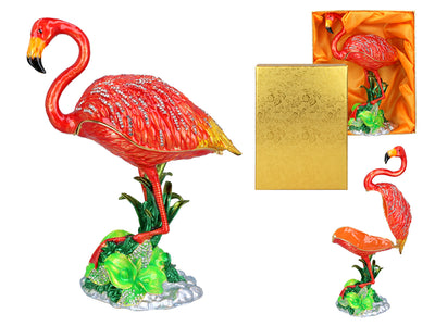 Metalkassette Flamingo med mulighed for personlig gravering, dekorativ, ideel som gave, 22 cm høj