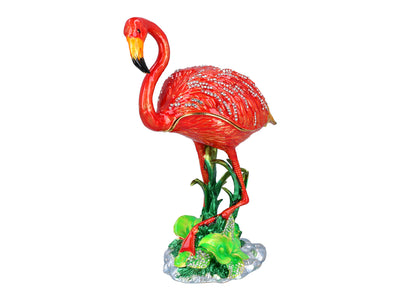 Metalkassette Flamingo med mulighed for personlig gravering, dekorativ, ideel som gave, 22 cm høj