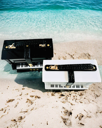 Damehåndtaske “Elegant Klaver” i Sort og Hvid