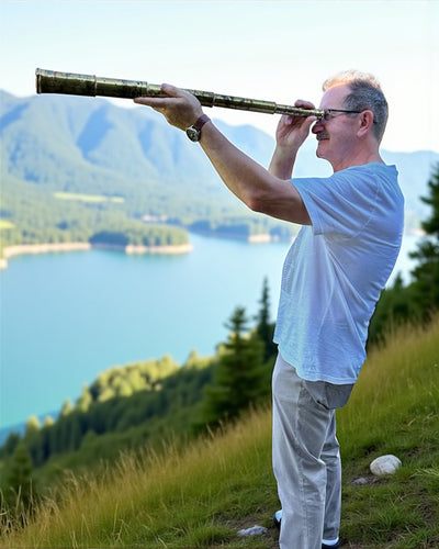 Kongelig Kikkert "Voyager 1818" – Eksklusiv, Messing, 83 cm, håndlavet, etui af Naturlæder – Samlerudgave, personliggørelse med gravering som gave