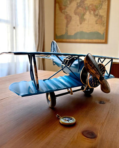Metalmodel af flyet Blue Baron – retro, som gave, med mulighed for gravering