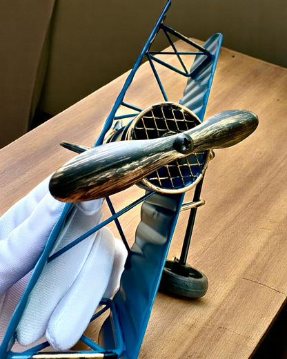 Metalmodel af flyet Blue Baron – retro, som gave, med mulighed for gravering