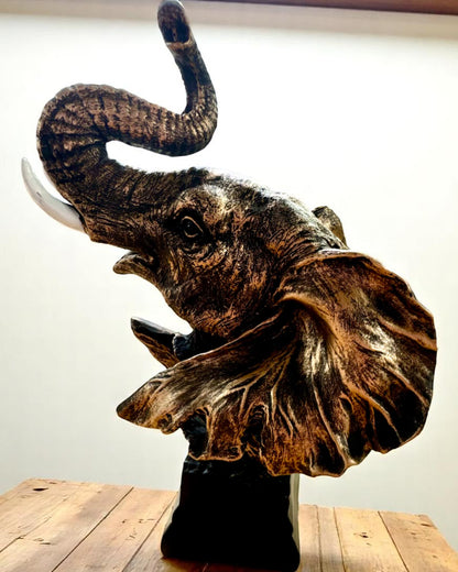 Dekorativ Statuette "Savannens Stolthed" – Elefanthovedfigur med mulighed for gravering, som gave