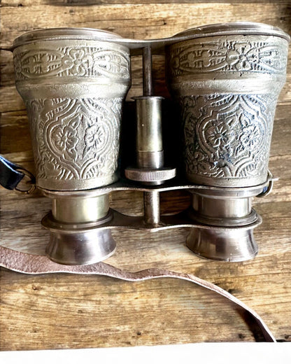 Kikkert med læderetui Victorian's Eye, 11 cm Messing, Hånddekoreret, personalisering med gravering til gave