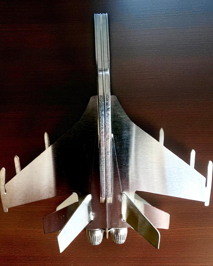 Metalmodel af jagerflyet "SkyRaptor" – rustfrit stål, personlig gravering som gave
