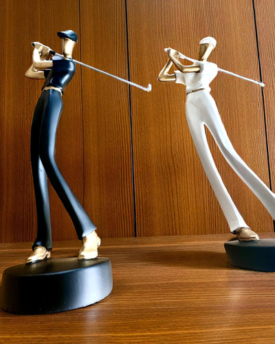 Golfspillerfigur „Swing Elegance”, 24 cm høj, dekorativ med mulighed for gravering som gave