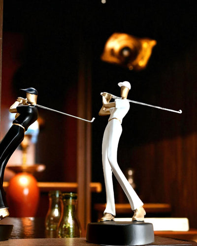 Golfspillerfigur „Swing Elegance”, 24 cm høj, dekorativ med mulighed for gravering som gave