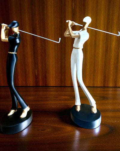 Golfspillerfigur „Swing Elegance”, 24 cm høj, dekorativ med mulighed for gravering som gave