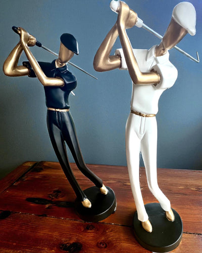 Golfspillerfigur „Swing Elegance”, 24 cm høj, dekorativ med mulighed for gravering som gave