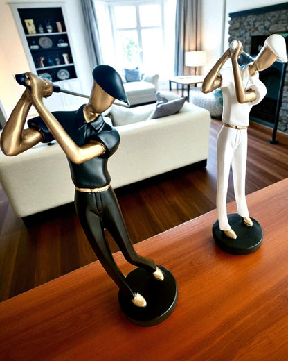Golfspillerfigur „Swing Elegance”, 24 cm høj, dekorativ med mulighed for gravering som gave