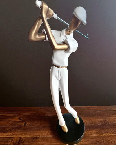 Golfspillerfigur „Swing Elegance”, 24 cm høj, dekorativ med mulighed for gravering som gave