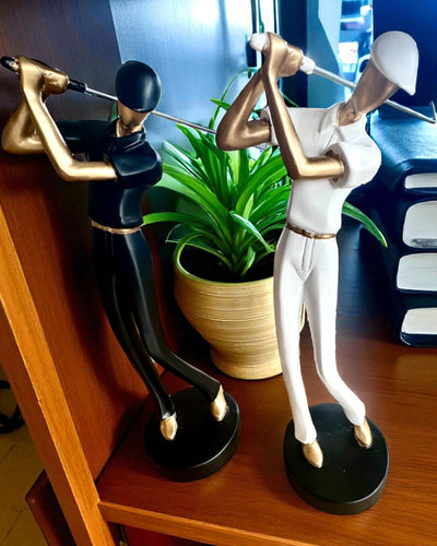 Golfspillerfigur „Swing Elegance”, 24 cm høj, dekorativ med mulighed for gravering som gave