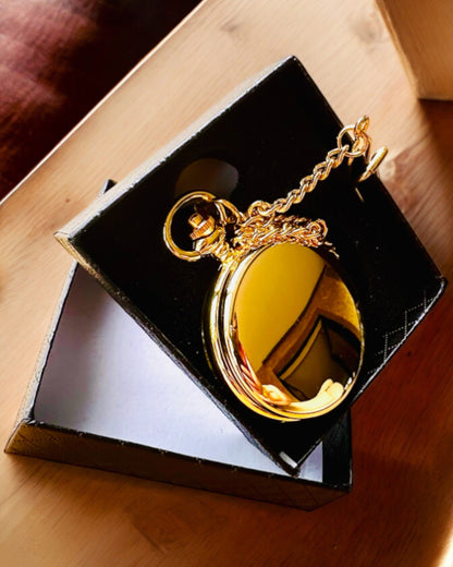 Grand Elegance Lommeur med Dobbelt Låg, Manuel, Guld Farve, med gravering som gave