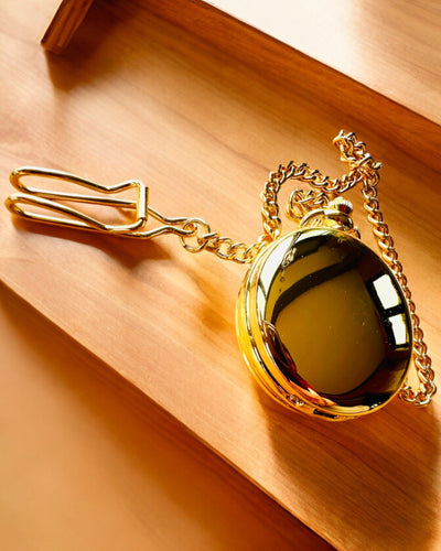 Grand Elegance Lommeur med Dobbelt Låg, Manuel, Guld Farve, med gravering som gave