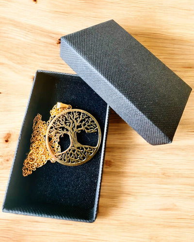 Halskæde "Livets Træ" i Rustfrit Stål - personalisering med gravering, 2 farvevarianter