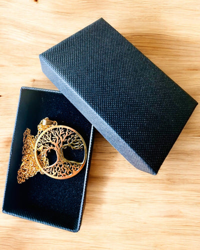 Halskæde "Livets Træ" i Rustfrit Stål - personalisering med gravering, 2 farvevarianter