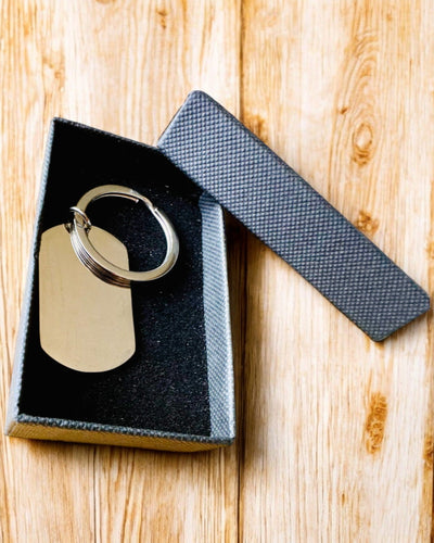 Militær ID Nøglering "Hundetegn" i Rustfrit Stål – Personlig Gravering