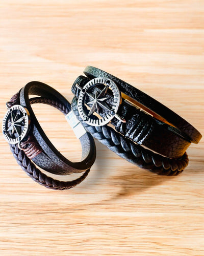 Bransoletka "Compass Adventure" - mulighed for personlig gravering som gave, 2 farvevarianter at vælge imellem