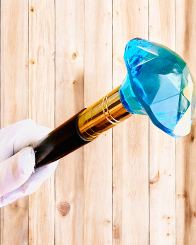 Spadserestok "Blå Diamant" - Håndlavet i træ, mulighed for gravering