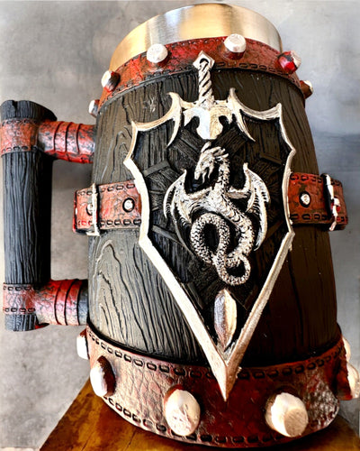 Mroczny Kufel Smoczego Wojownika med Mulighed for Gravering som gave, kapacitet 600 ml