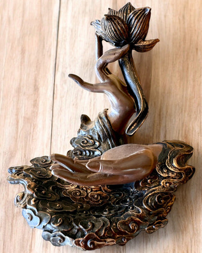 Mystisk Hånd, Røgelsesbrænder, holder til røgelse med Strømning, mulighed for tilpasning med gravering til gave