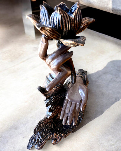 Mystisk Hånd, Røgelsesbrænder, holder til røgelse med Strømning, mulighed for tilpasning med gravering til gave