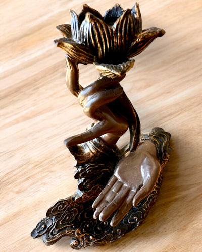 Mystisk Hånd, Røgelsesbrænder, holder til røgelse med Strømning, mulighed for tilpasning med gravering til gave