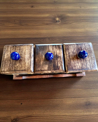 Sæt Royal Trio – Te, Kaffe, Sukker af Shisham-træ, håndlavet, med mulighed for gravering som gave