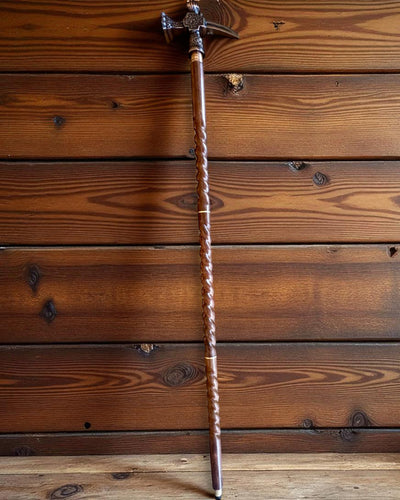 Spadserstok - VIKING med hoved i form af en kampøkse, mulighed for personliggørelse med gravering som gave