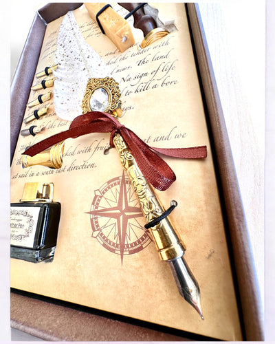 Kalligrafisæt "Elegance i Praksis" med Gravering, som gave. 2 farvevarianter at vælge imellem